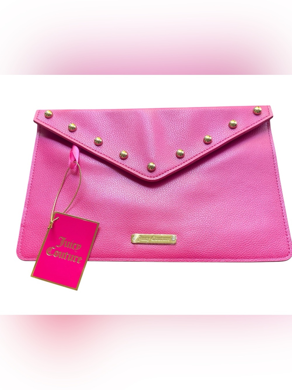 Juicy Couture Hot Pink Studded Envelope Clutch NWT GWP
